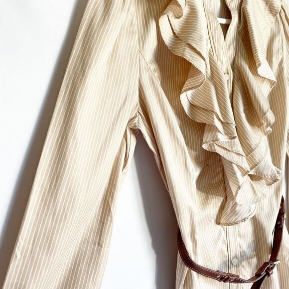 Prich Pride & Rich Striped Belted Ruffle Blouse L - Picture 7 of 12